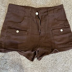 Brown shorts.